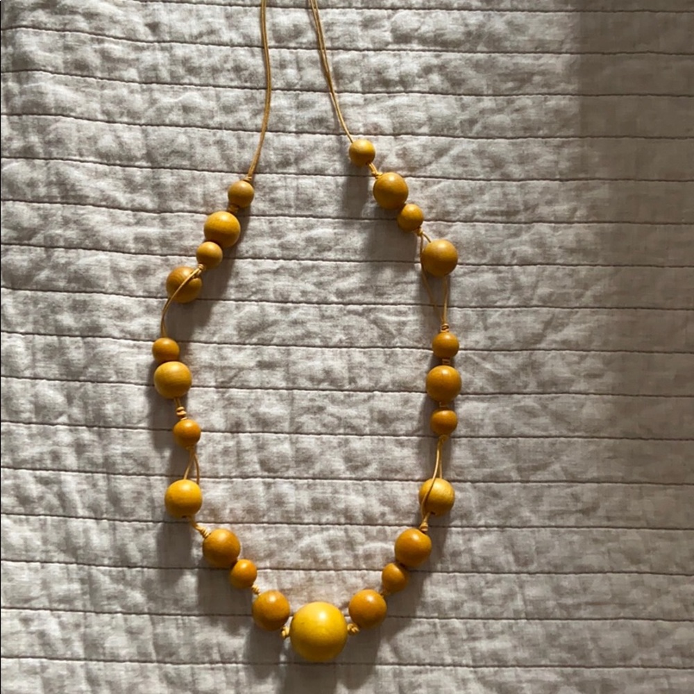 Yellow Wood Bauble Necklace